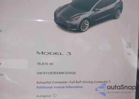 2022 Tesla Model 3 Rear-Wheel Drive из США, поврежденный, VIN 5YJ3E1EA9NF231025